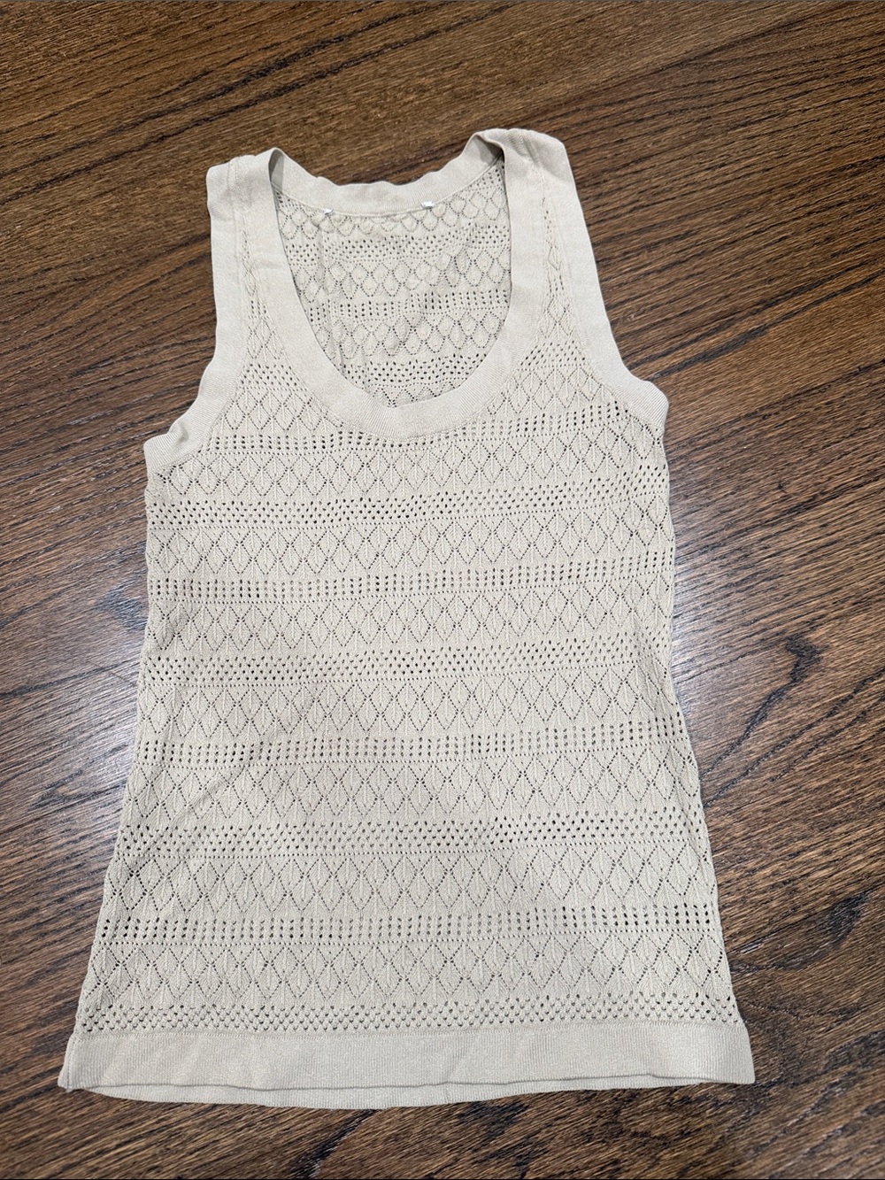 Sleeveless pointelle Knit Tank Top in beige